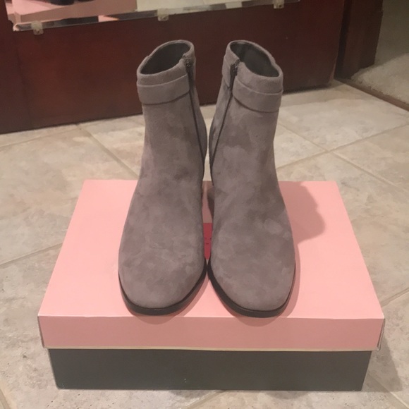 Kate Spade! Madelaine Hare Grey Strap Heeled Suede Booties NWT/NIB! - Picture 10 of 16